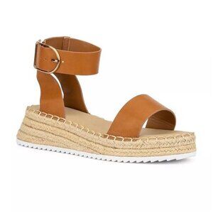 NEW Olivia Miller Almond Beach Espadrille Cognac Sandal Women's 8